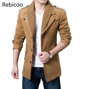 

Business Men Casual Warm Coats Size M-3XL High Quality Double Collar Winter Trench Coat Thicken Man Fashion Windbeaker