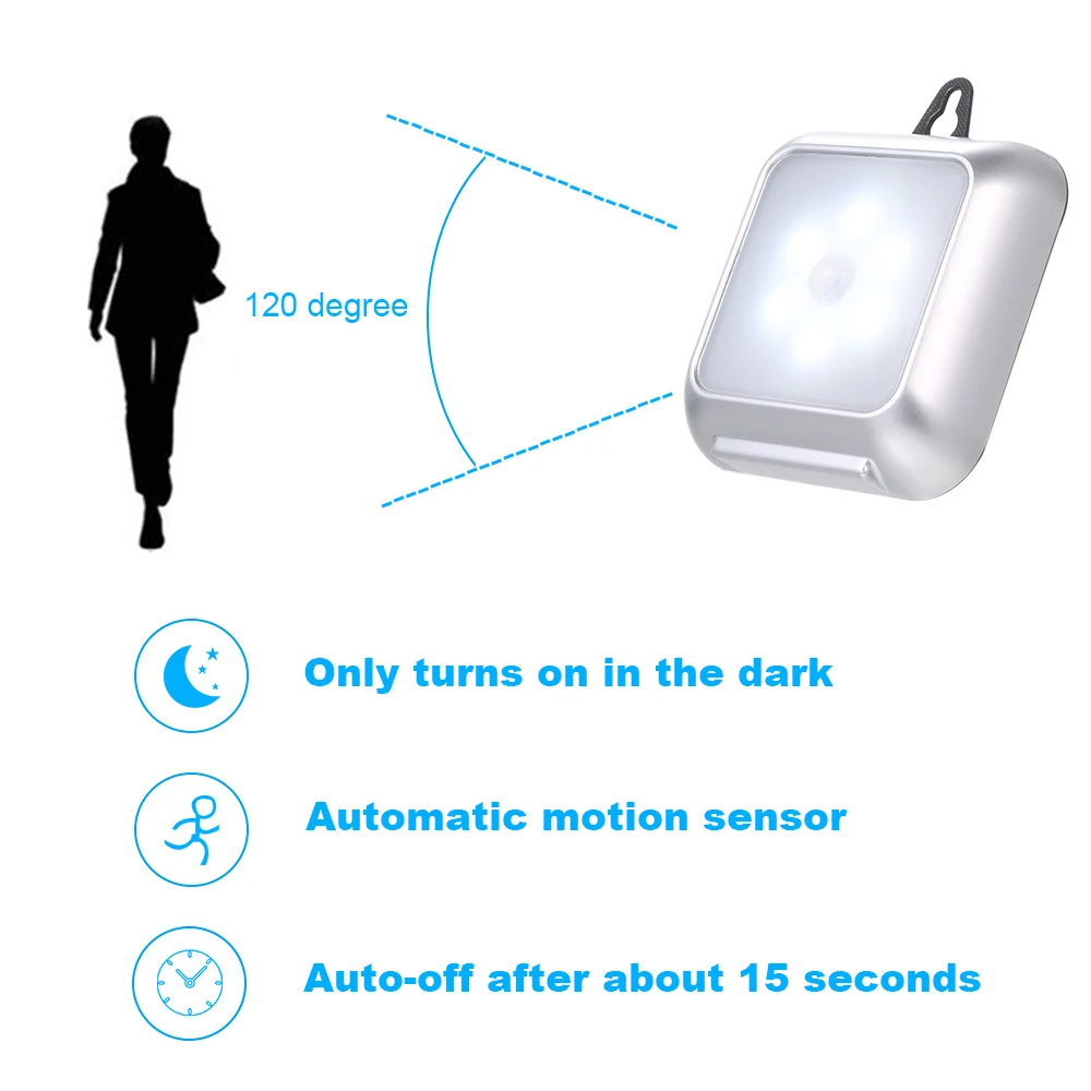 Шт. Новый 1 шт. 3 шт. серебристый датчик движения светодио дный светодиодный ночник украшение шкаф лампа на батарейках свет белый теплый