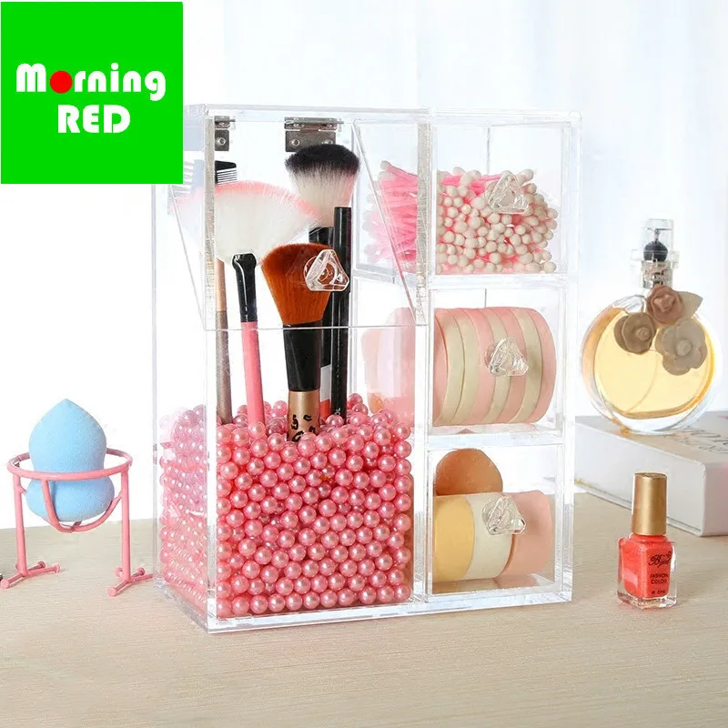 

Acrylic Cosmetic Storage Box Makeup Remover Empty Eyelash Container Brush Puff Eyebrow Pencil Lipstick Standtoiletries Organizer