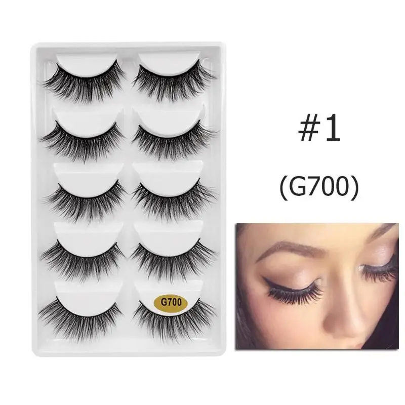 

5pairs 3D Mink False Eyelashes Handmade Long Slender fake Eyelashes 5 Different Styles Eyelashes Makeup Tool Kit