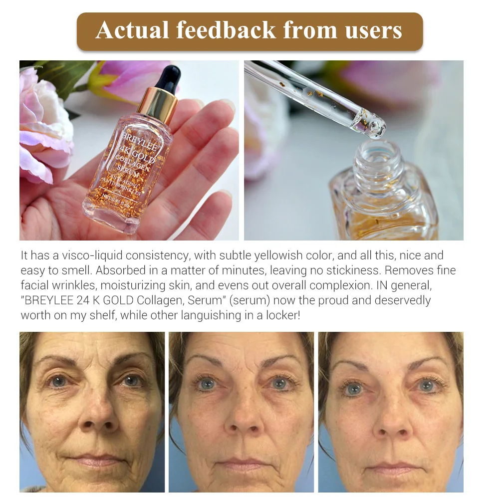Breylee 24k Gold Serum Collagen Essence Anti-aging Anti-wrinkles Face Skin Care Lift Firming Whitening Moisturizing Liquid 10pcs Breylee 24k Gold Serum Collagen Essence Anti-aging Anti-wrinkles Face Skin Care Lift Firming Whitening Moisturizing Liquid 10pcs
