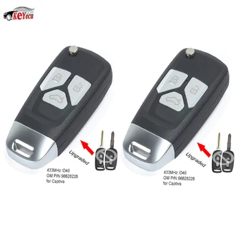 

KEYECU 2 Pcs Upgraded Flip Replacement Remote Key Fob 433MHz ID46 Chip for Chevrolet Captiva 2008-2013