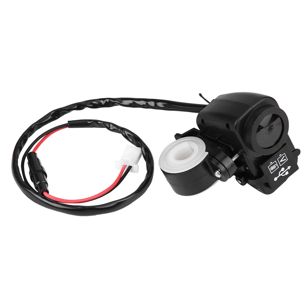 

12V-30V Motorcycle Handlebar Handle Mounted Dual USB Charging Socket Voltmeter Waterproof voltmeter with switch control NEW