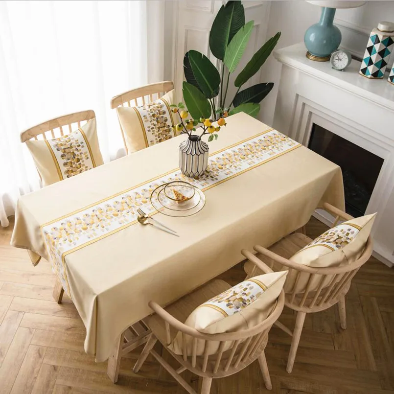 

New Tablecloth Polyester Waterproof Striped Embroidery Rectangular Coffee Tablecloth For Table Cover For Wedding Decoration Home