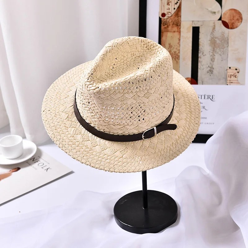 

100% Handwork Women Summer straw Sun hat fashon laday Boho Beach Fedora hat Sunhat Trilby Men Panama Hat