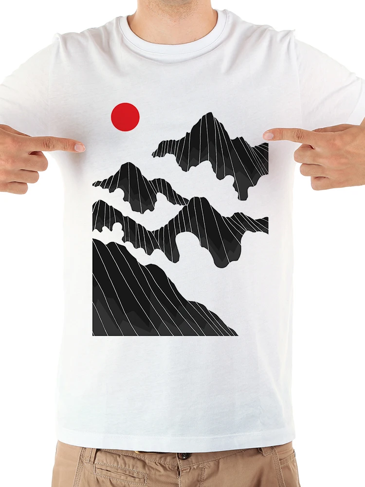 Мужская забавная футболка red sun over the cloudy mountains белая Повседневная лето 2019 | одежда