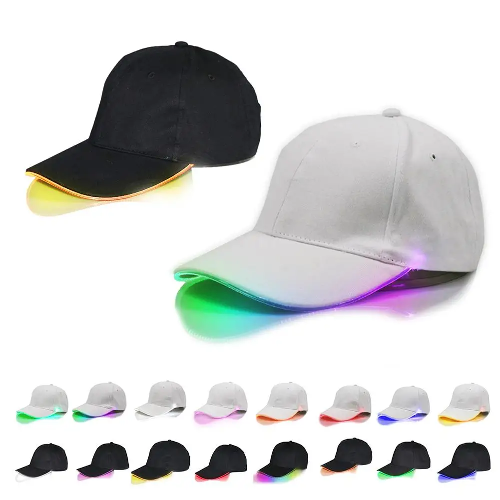 LED Lighted Baseball Hat Adjustable Sports Hats Glow Club Party Hip-Hop Golf Cap Fiber Optic Glowing Sun 16 Colors | Аксессуары для