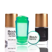 BeautyBigBang 2 pièces Ongles Estampage Polish & Silicone Gelée Claire Tête Clou Tampon Ongles Estampage Vernis À Ongles Stamper ensemble(China)
