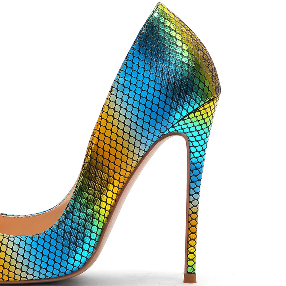 Women Snakeskin Thin High Heel Pointed Toe Party Wedding Stiletto Pumps