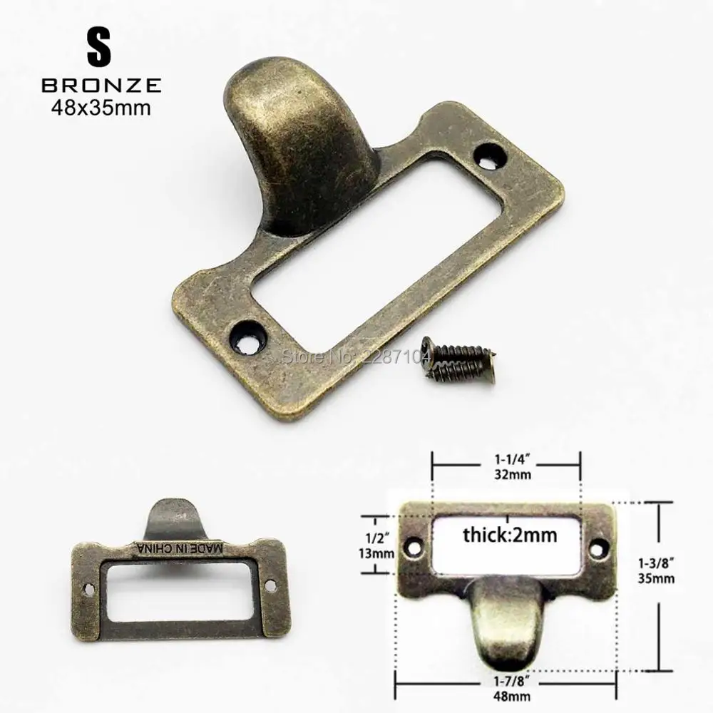 2 шт. небольшой сверхмощный античная латунь черный декоративный мебельный шкаф ярлык ящика Потяните тег Рамка ручка файл имя держатель для карт