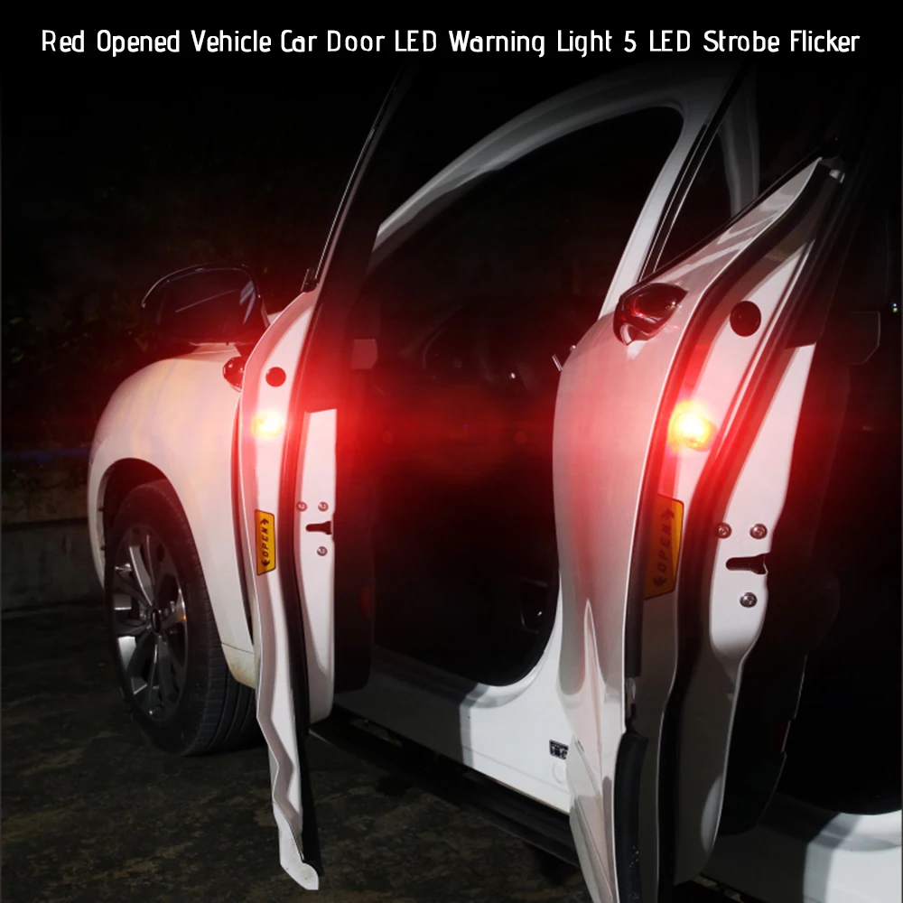 4PCs Yellow Opened Vehicle Car Door LED Warning Light 5 4PCs Yellow Opened Vehicle Car Door LED Warning Light 5