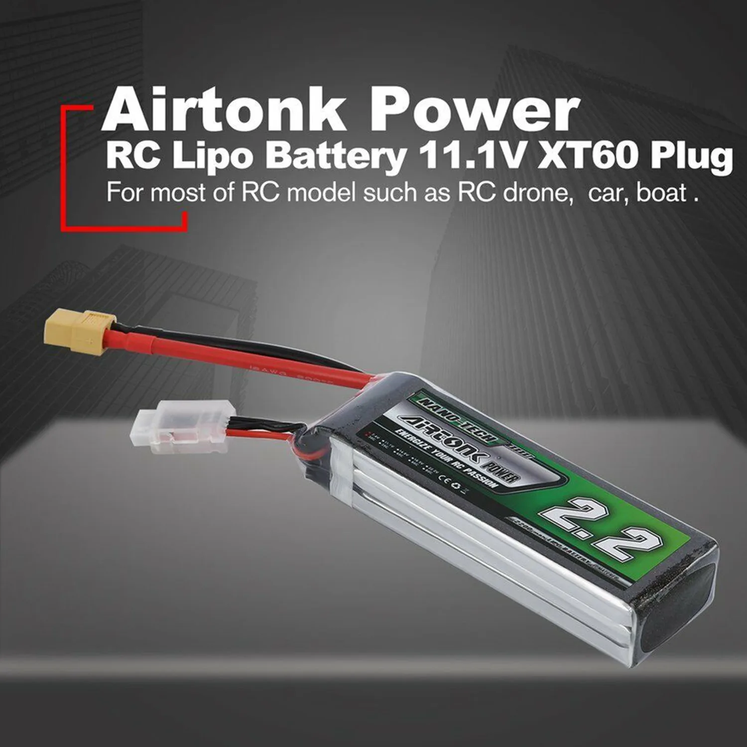 Airtonk power 11 1 V 2200Mah 30C 3S 1P Lipo батарея Xt60 разъем для радиоуправляемого дрона