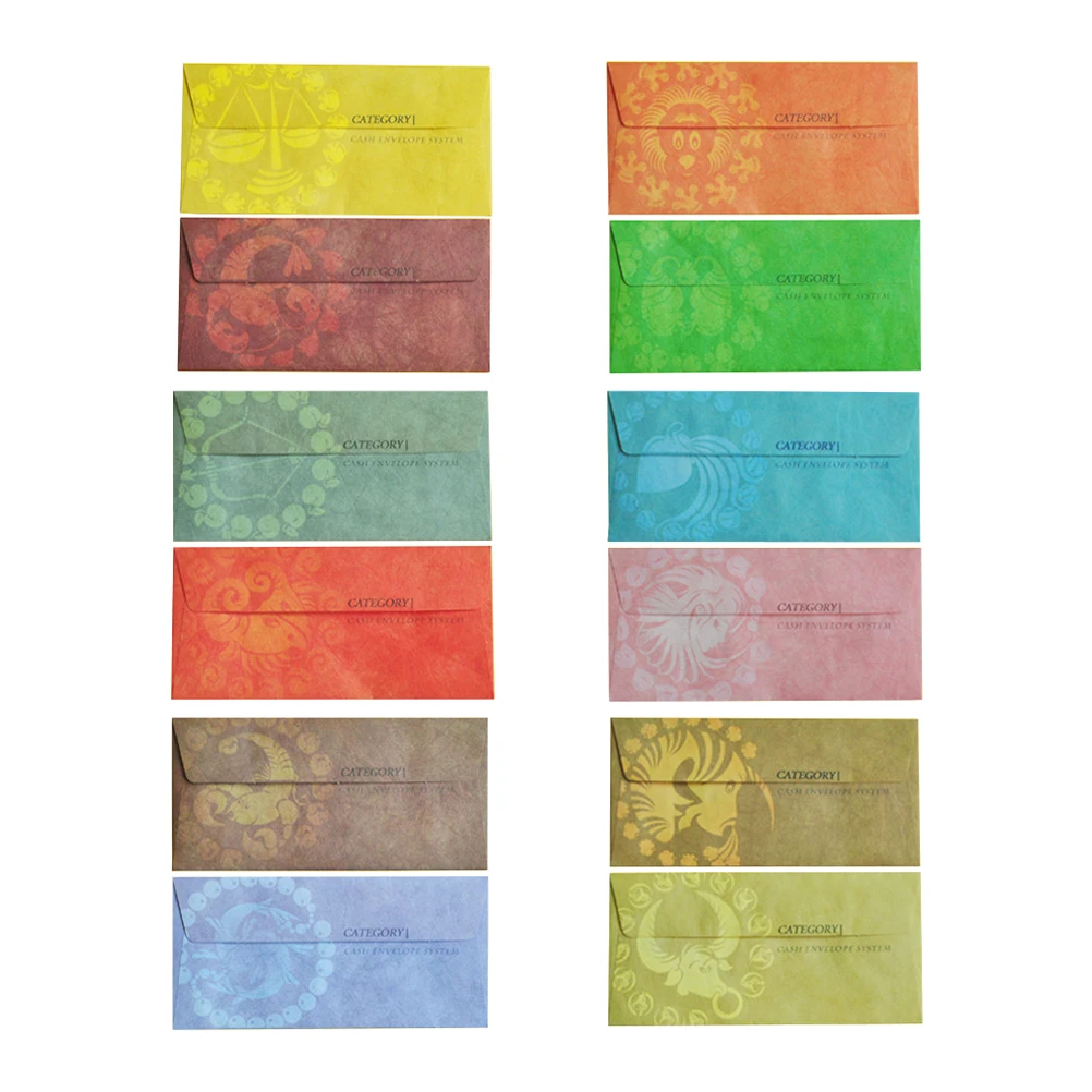 

12pcs Envelope Beautiful Useful Creative Printing Practical Budget Envelope Cash Envelope for Store Company Home