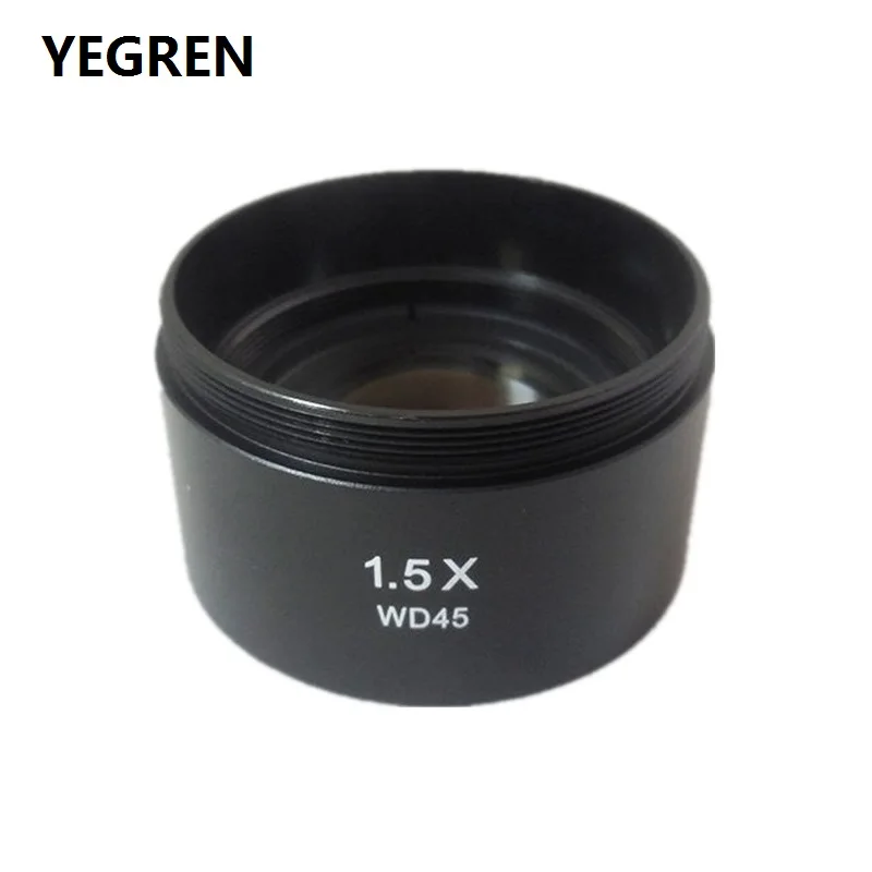 1.5X Barlow Auxiliary Objective Lens for Stereo Microscope with Working Distance 45mm Optical Lens Mounting Thread M48 x 0.75