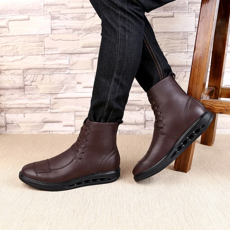 

British Style Vintage Men Boots Crazy Genuine Leather Martin Men Autumn Boots Water Proof Work Hiking Winter Ankle Boots Shoes 4