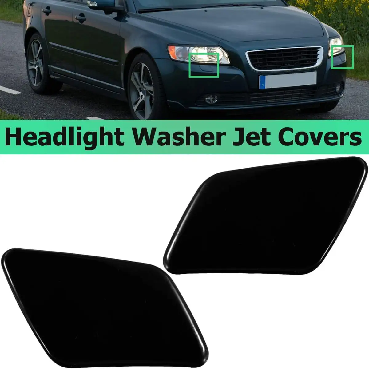 

One Piece Right Or Left Side Front Bumper Headlight Lamp Washer Jet Nozzle Cover Cap for Volvo S40/V50 2005 2006 2007