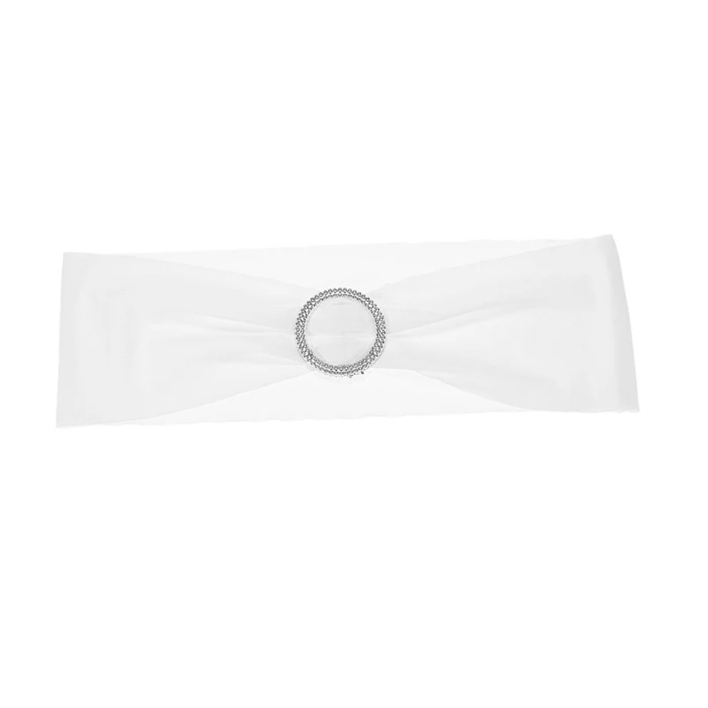 

50 Pieces Chair Bow Ribbon Chair Ring, Wedding Dress Stretch Chair Back Hoop Free Bow Tie - Weiß