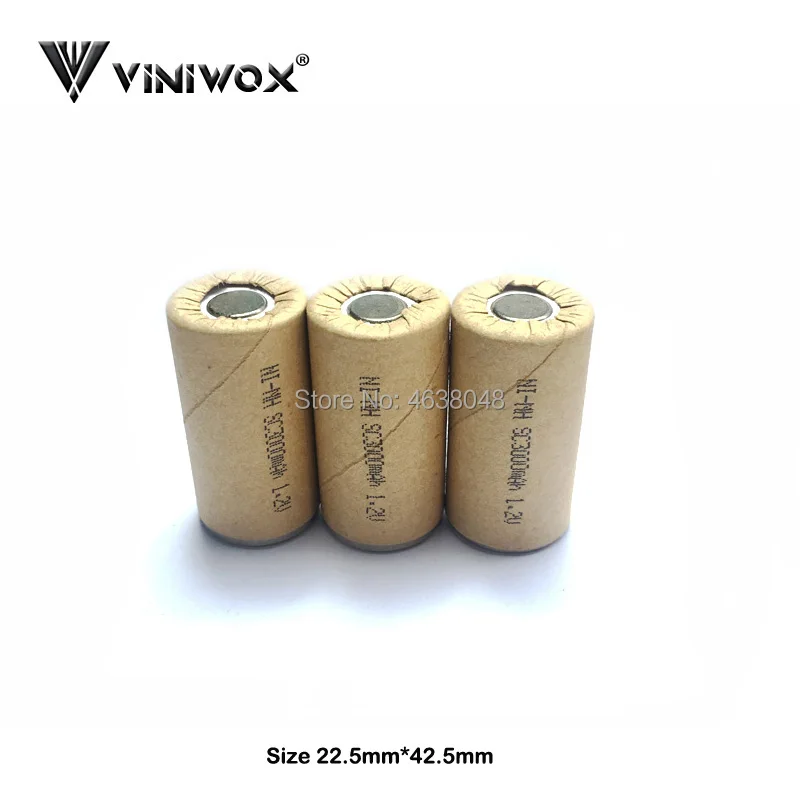 

1.2V SC 3000mAh Ni-MH Rechargeable Battery Subc Cells DIY to 7.2V 9.6V 12V 14.4V 18V 24V Power Tool Electrical Batteries Packs