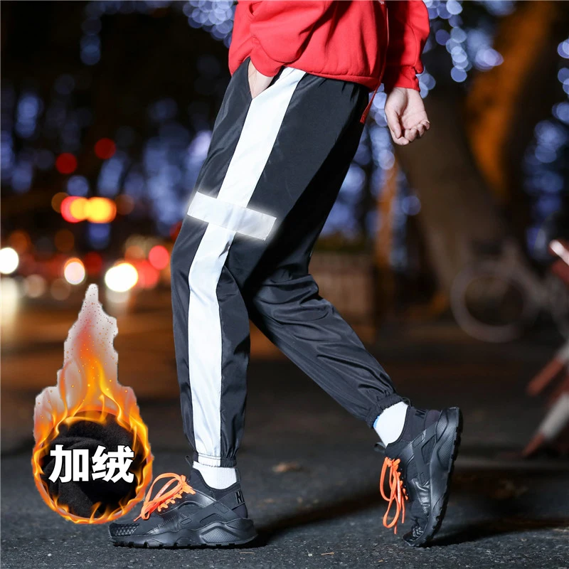 

Fashion Casual Men's Trousers Winter New M-3XL Printing Plus Velvet Thickening Loose Feet Pants Personality Youth Popular