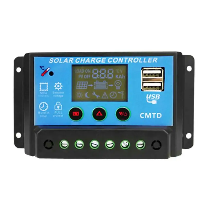

20A 12V/24V Solar Panel Charger Controller Temperature Compensation USB Output Battery Regulator