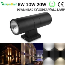 6 Вт 10 Вт Led Cob настенный светильник наружное уличное освещение цилиндрический Балконный светильник скандинавский водонепроницаемый IP65 вверх вниз двухголовый цилиндрический настенный светильник