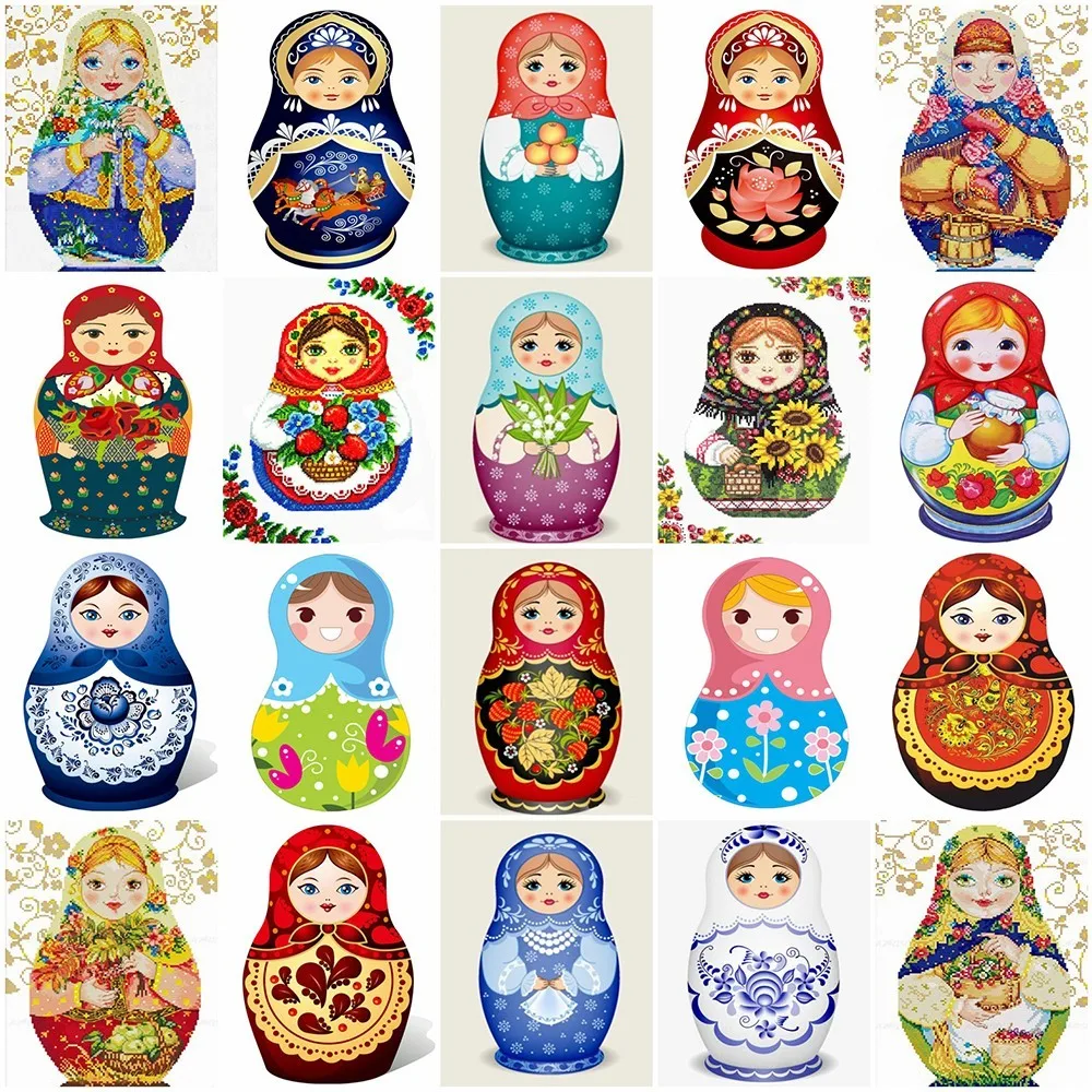 AZQSD 5D DIY Алмазная картина мультяшная настенная вышивка русская кукла полностью