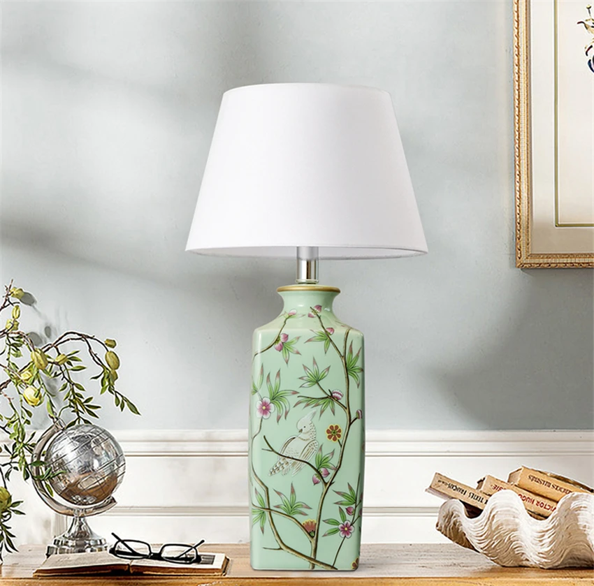 

Chinese Ceramic LED Table Lamps Decoration Table Lights Bedroom Bedside Lighting Reading Desk Lamps Living Room Hotel Rooms Desk