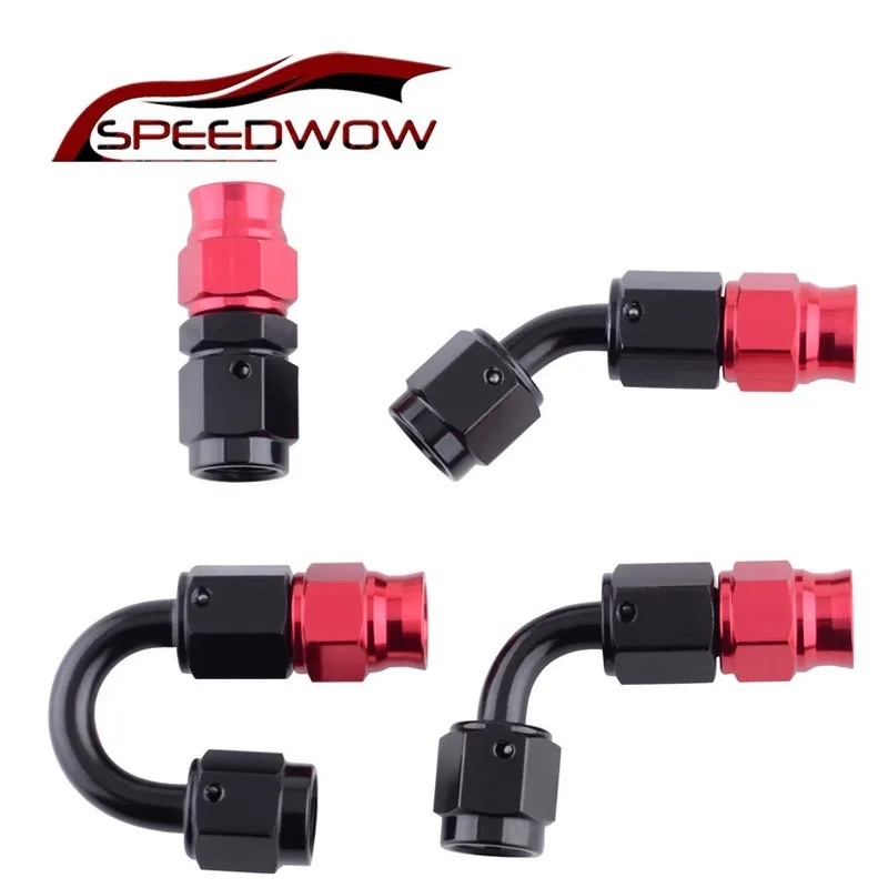 SPEEDWOW AN3 Aluminum PTFE Fitting Adapter 0/45/90/180 Degree Fuel/Swivel Reusable Hoes End Fit Oil Hose Line E85