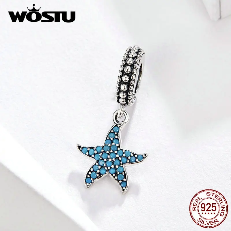 Женская плавающая подвеска WOSTU из стерлингового серебра 925 пробы с синими