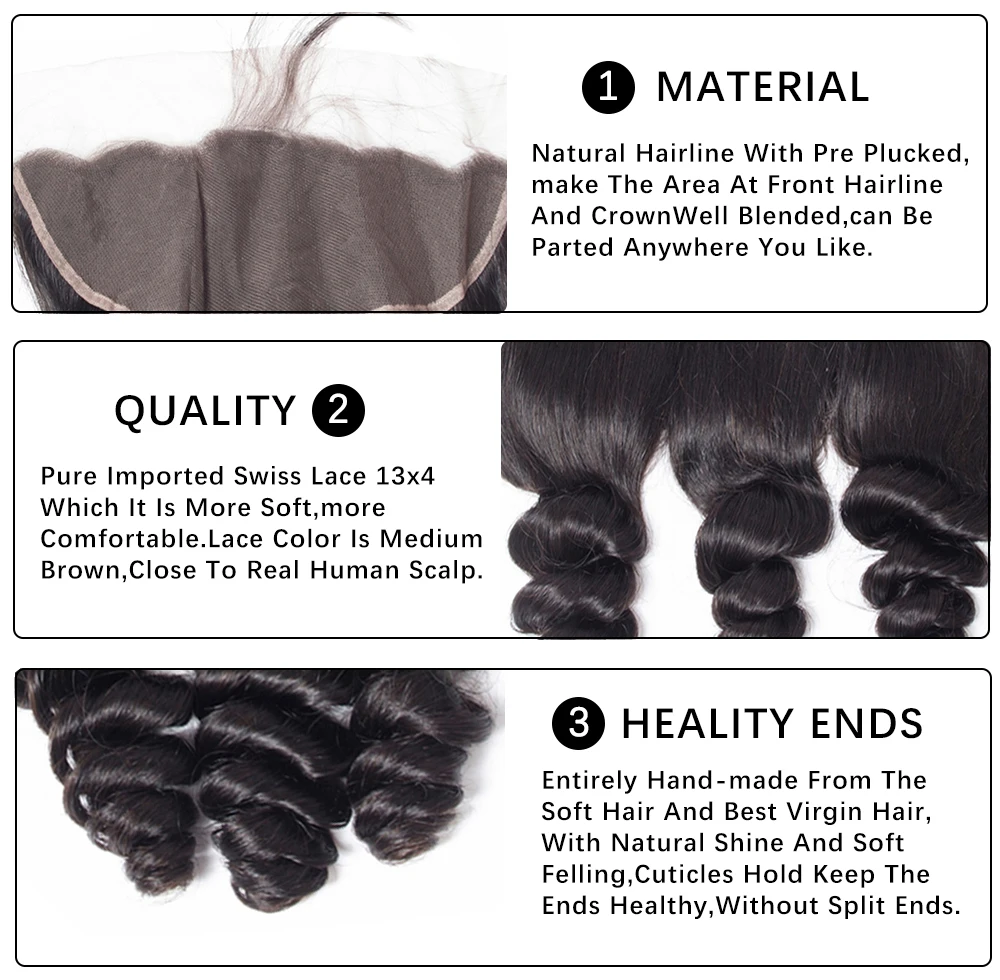 Onicca Hair Brazilian Loose Wave Frontal Closure With Baby Hair Non Remy Human Hair Frontal 13x4 Ear To Ear Lace Frontal Closure