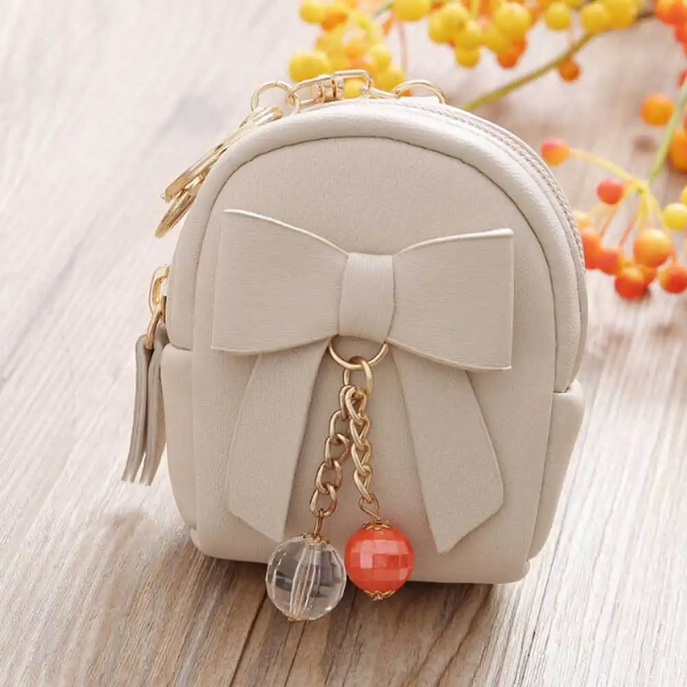 

Grils PU Leather Mini Wallet Bowknot Coin Purse Key Wallet
