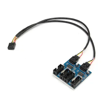 

CLAITE 1PC Extension Splitter Cable 9 Port Multiplier Board PC 9Pin USB Header Male 1 to 4 Female
