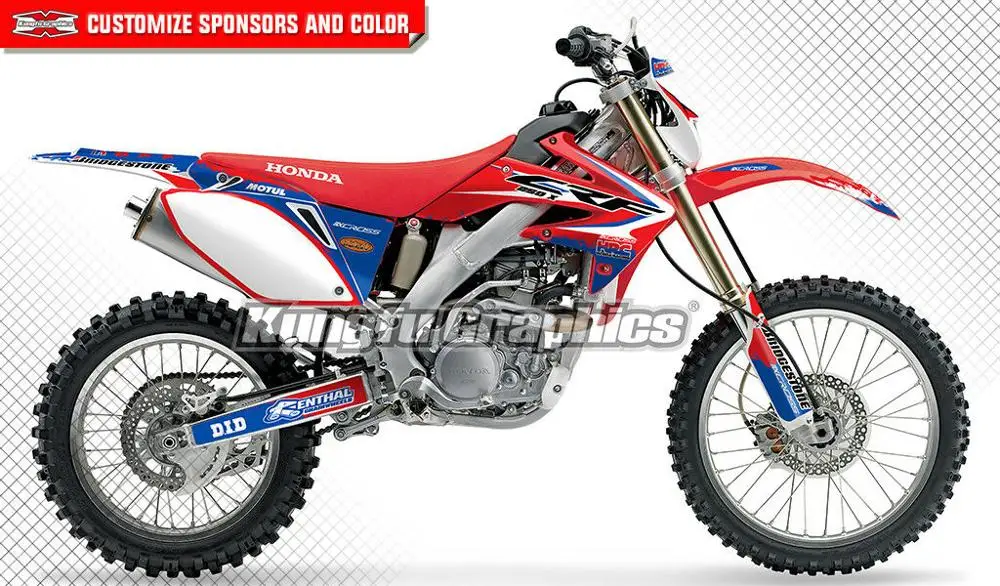 KUNGFU графика Dirt велосипедная обертка комплект полная Наклейка для Honda CRF250X 2004 2005 2006
