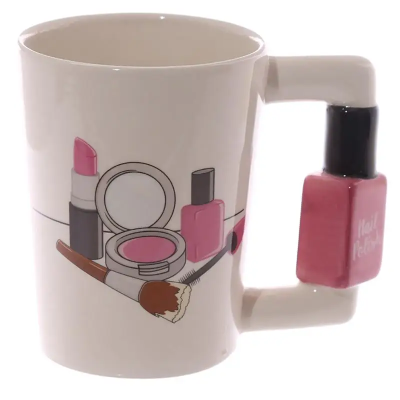 

Creative Ceramic Mug Beauty Tools 3D Hand Painted Ceramic Cup Nail Polish Handle Tea Coffee Mug Mug