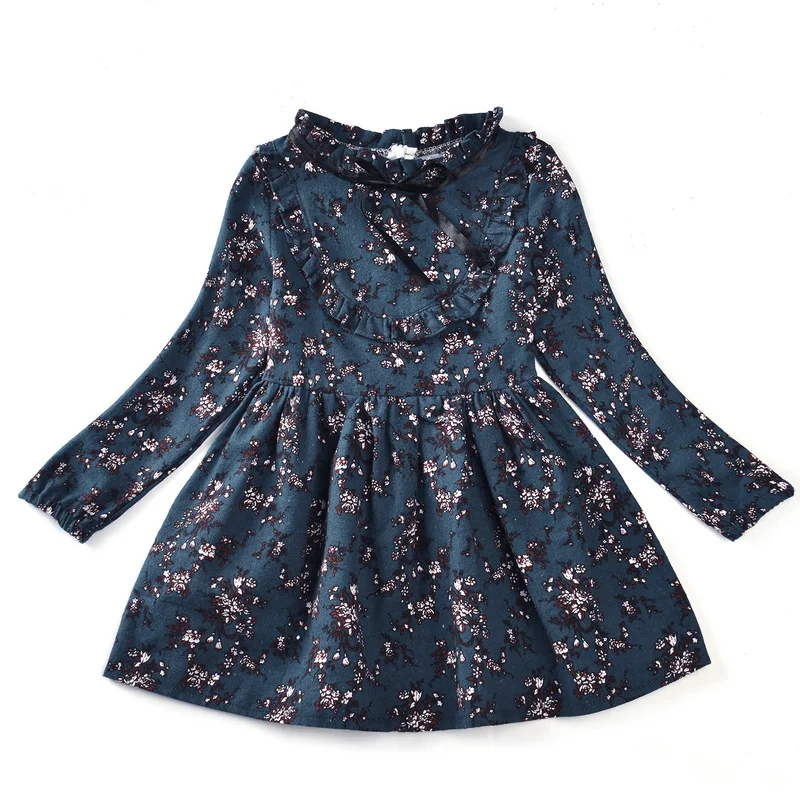 

2019 Korean Kids New Fashion Children Floral Dress 4 To 11 Years Years Cotton Long Sleeve Toddler Little Girls Fall Dresses