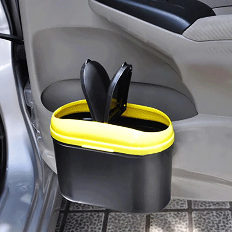 Portable Double Cap Large Capacity Car Trash Bin Auto Rubbish Garbage Can Waste Containerin