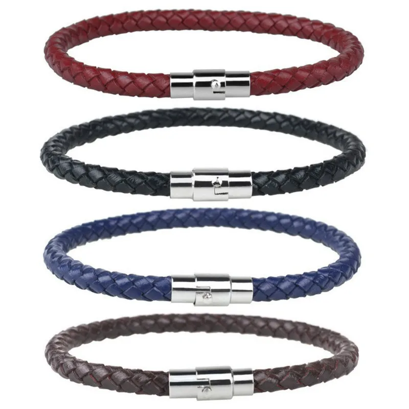 

2019 Simple Leather Bracelet Men Charm New Fashion Geometric Stainless Steel Men Bracelet For Punk Jewelry Gift