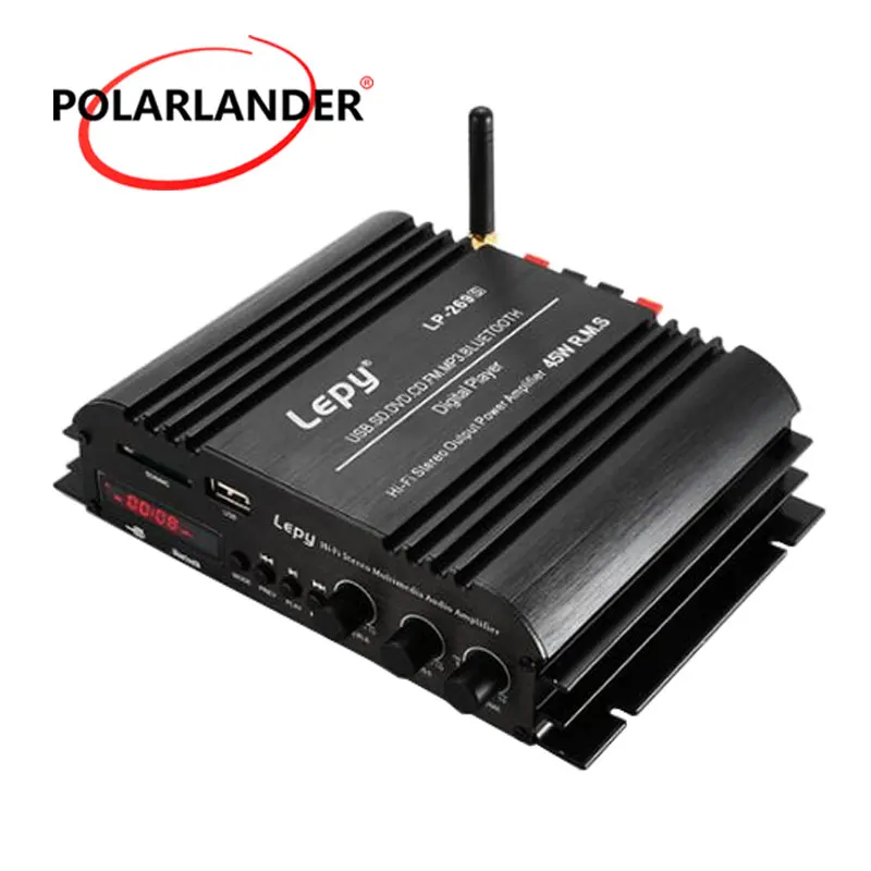 

LP-269S Mini Car Amplifier with Remote control FM USB SD MP3 player radio function LED Screen 2x45W Without Power Cable