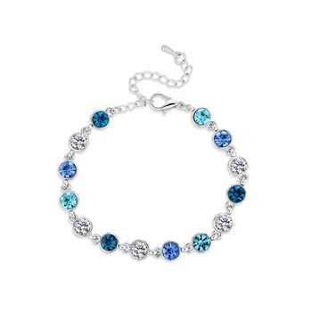 

New Fashion Women Blue Crystal Rhinestone Bracelet Bangle Jewelry Shellhard Bridal Wedding Luxury Elegant Jewelry femme bijoux