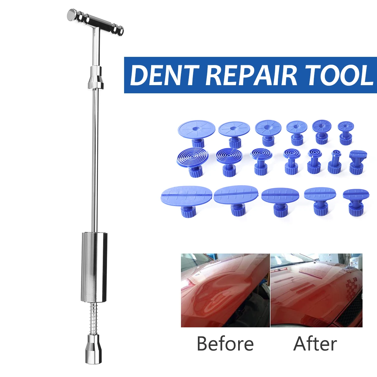 

Tools Paintless Dent Removal Car Body Repair Tool Kit Metal T-Bar Puller Slide Hammer Aluminum Suction Cups Hand Tool Sets