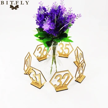 

BIT.FLY 1-20/21-40 Rustic Wood Table Number Sign Hexagon Place Card Seat Number Sign For Wedding Birthday Festival Party Events