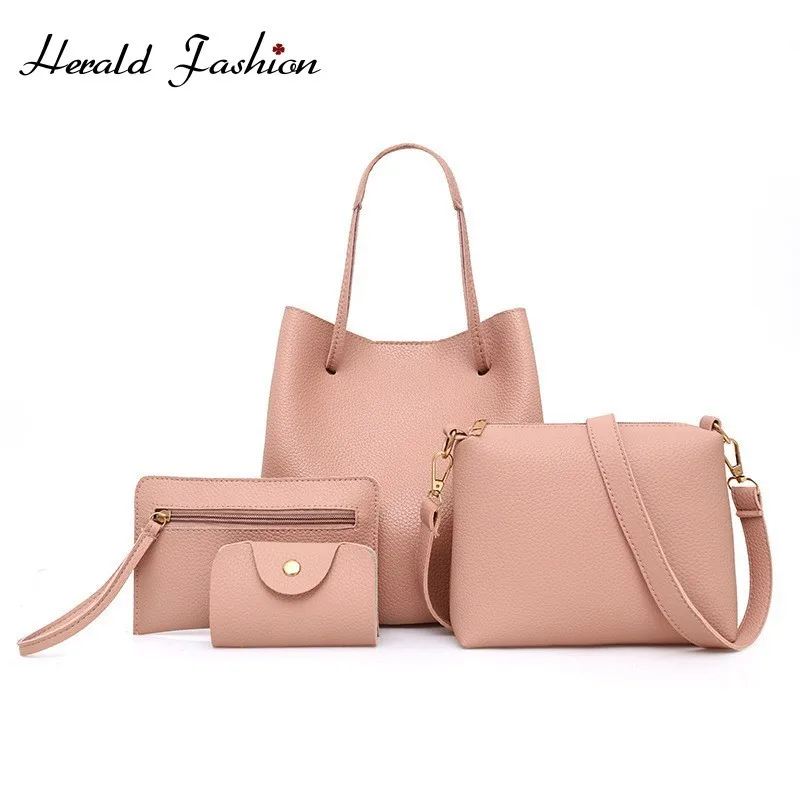 

Herald Fashion Women Shoulder Bags Female Crossbody Bags Large Capacity 4 Pcs/Set Ladies Shopping Bags Casual Tote Bag Bolsa Sac