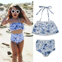 Брендовый купальный костюм для маленьких девочек, танкини, купальник, пляжный костюм, 2 предмета