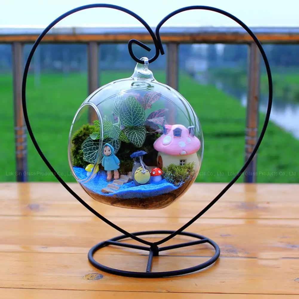 

LumiParty Stylish Heart Shaped Iron Rack Stand Glass Vase Holder for Home Office Decoration Gift