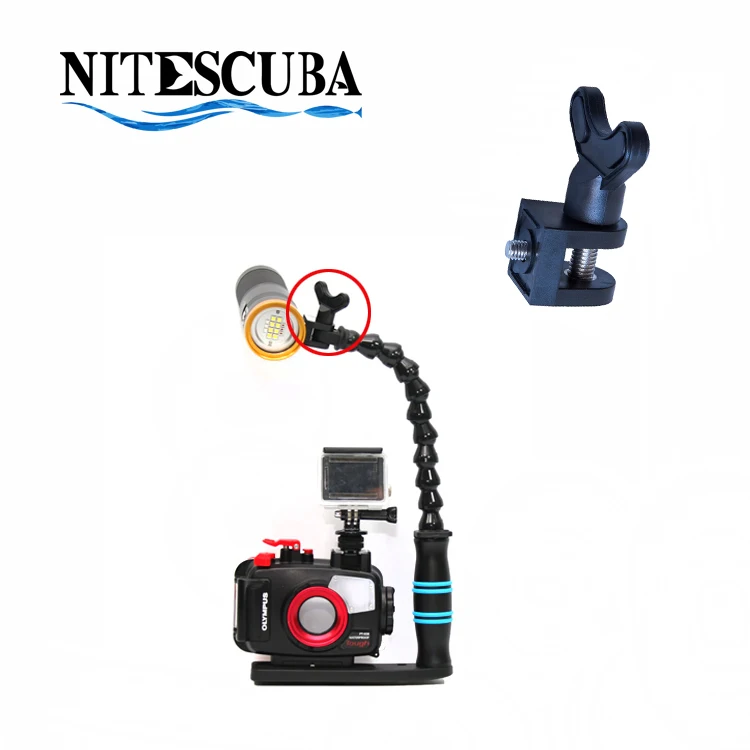 NiteScuba Diving clamp for video light strobe flashlight holder common