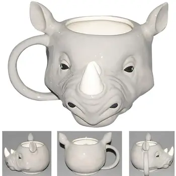 

Fashion Creative 3D Rhinoceros Design Novelty Mug Coffee Mug Hand Painted Ceramic Mug Desktop Decoration Supplies