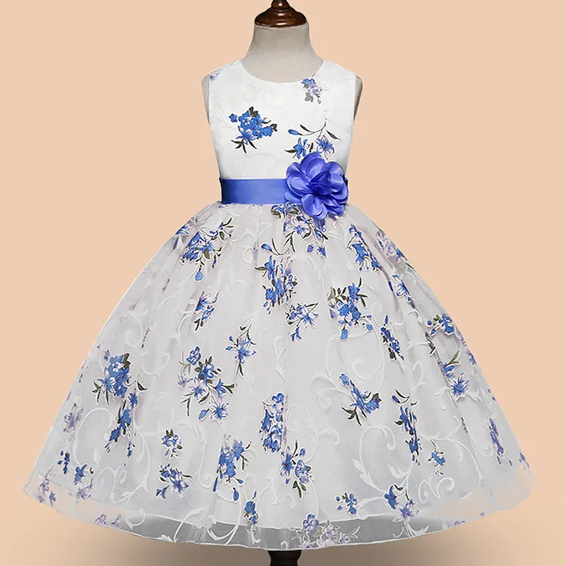 Lovely Print Flower Little Baby Girls First Communion Dress With Lace Tulle Flower Boutiques Birthday Party Gown Dress For Girls