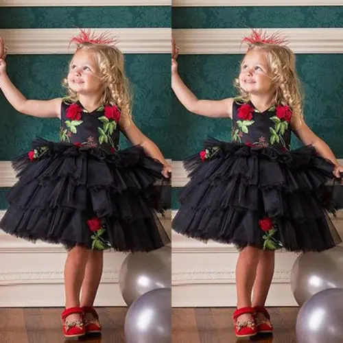 

Toddler Newborn Baby Girl Embroidery Flower Sleeveless Tulle Tutu Dresses Princess Party Pageant Bridesmaid Formal Dress Clothes