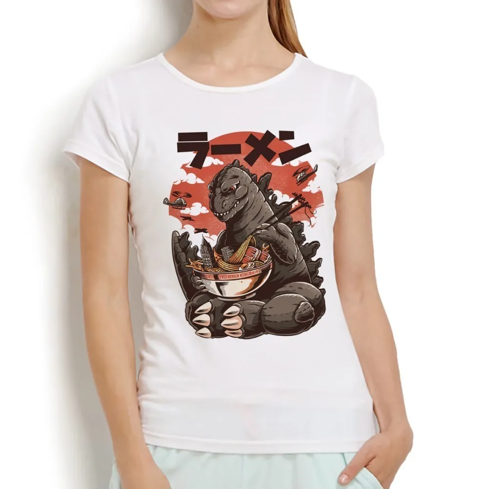 Японская аниме забавная ящерица kaiju eat lamen женская футболка в стиле Харадзюку 2019