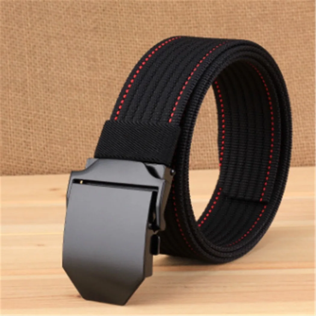 120CM High Quality Men'S Belt Metal Buckle Knitted Nylon Belts Casual